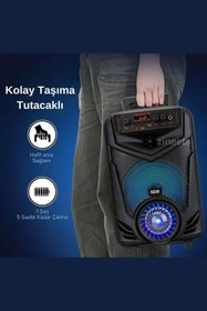 Resim Zineets Işıklı Büyük Boy Party Box Bluetooth Hoparlör Taşınabilir Şarjlı Ses Sistemi Radyolu Karaoke BASS+ 