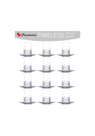 Resim Timeless Çay Bardağı Ve Çay Tabağı Seti 12 Kişilik 24 Parça Şeffaf 