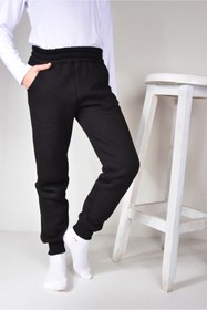 Resim KİDSPİTİRCİK Unisex Çocuk Siyah Cepli 3 Ip Kalın Polar Eşofman Alt 