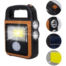 Resim Hs-8020c Cob Led Solar 4 Kademeli Şarjlı El Işıldak Feneri - Usb Çıkışlı 