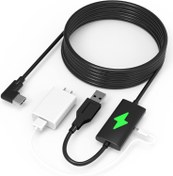 Resim Kuject Quest 3S/3, Quest 2 ve Quest Pro için Tasarım 16FT Bağlantı Kablosu, Kesintisiz Güç için Ayrı Şarj Bağlantı Noktası, VR Kulaklık Aksesuarları ve Oyun Bilgisayarı için USB 3.0 Tip A'dan C'ye 