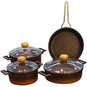 Resim Oms 7 Parça Döküm Granit Tencere Takımı 