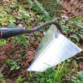 Resim 1 Adet Dayanıklı Metal Bahçe Çapa - 29.01cm V-Şekilli Bıçaklı Elde Taşınabilir Çapalama Aracı, Kolay Toprak Gevşetme & Kök Çıkarma, Dikim & Yetiştirme için Pürüzsüz Sap, Temel Bahçe Ekipmanı, Bahçe Aletleri 