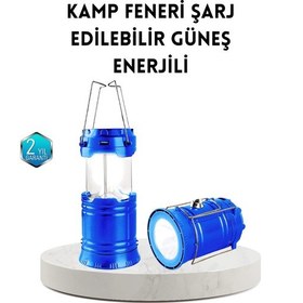 Resim Güneş Enerjisiyle Çalışan Kamp Feneri Hafif Portatif Uzun Ömürlü Beyaz 