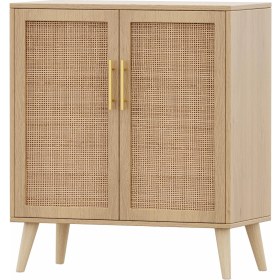 Resim Rattan (Jüt Kumaş) Kapaklı Çok Amaçlı Dolap – %100 Mdf, Şık ve Dayanıklı, 75 cm Genişlik, Mutfak – Salon – Antre Kullanımına Uygun 