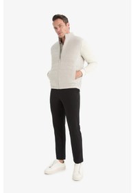 Resim Defacto Slim Fit Dar Kesim Dik Yaka Astarlı Fermuarlı Cepli Mevsimlik Baharlık Süet Yelek F0246AX25AU Gri 