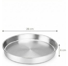 Resim Özbir Paslanmaz Çelik Yuvarlak Fırın Yemek ve Börek Tepsisi 28X6 cm 