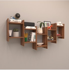 Resim Rafkestir Duvar Raf Set -23 Hareli Ceviz (Mat) 