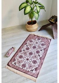 Resim Taşınabilir İpek Dokulu Keseli Seccade S1031 Gül Kurusu Çok Renkli 