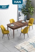Resim Canisa Han Serisi, 70x114 Açılabilir Mdf Masa Takımı,barok Ahşap Desen Masa, 4 Bordo Sandalye 