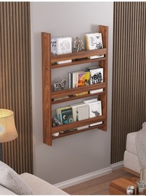 Resim Artemis - Montessori Çocuk Odası Kitaplık 3 Raflı Ceviz Montessori Kitaplık Ceviz 