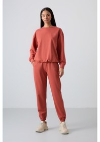 Resim Tommy Life Tarçın Basic Pamuklu O Yaka Oversize Lastik Paça Kadın Eşofman Takım - 95287 Tarçın 