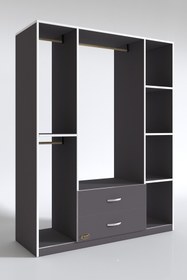 Resim Kenzlife Giysi Dolabı Orhan 175*120*40 Gri Gardırop 2 Çekmeceli 
