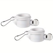 Resim 1 çift, dolaşmayan bayrak direği montaj halkası klipsi - 360 derece serbest dönebilen ayarlanabilir metal klipsli bayrak direği montaj halkası (beyaz, 2.54 cm) 