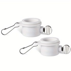 Resim 1 çift, dolaşmayan bayrak direği montaj halkası klipsi - 360 derece serbest dönebilen ayarlanabilir metal klipsli bayrak direği montaj halkası (beyaz, 2.54 cm) 