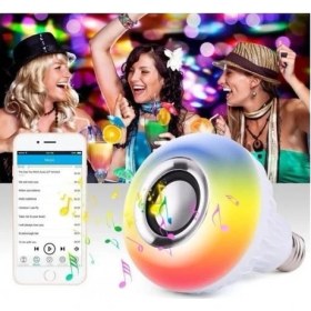 Resim Akıllı LED Ampul 12W Rgb, Bluetooth Hoparlör ve Uzaktan Kumanda, E27 Beyaz Işık – Müzik ve Aydınlatma 