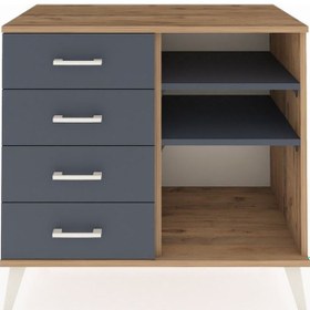 Resim Hyperion Şifonyer 2 Raflı 4 Çekmeceli 88x44x80 Çam-antrasit Antrasit 