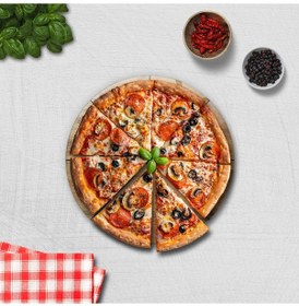 Resim Decorita Mottolu Pizza Servis Tabağı|Ahşap Görünüm|Çap32cm 