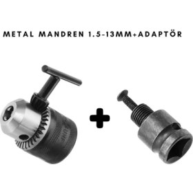 Resim Platin Hırdavat Metal Mandren Anahtarlı 1,5mm - 13MM + Adaptör 1/2 Çevirici 