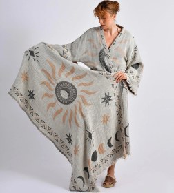 Resim Brandsmithshop Gri- Kahverengi Sun Kimono & Pestemal Seti Çok Renkli 