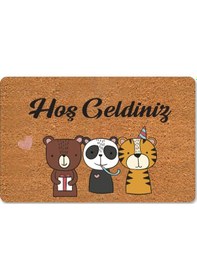 Resim Dijital Baskılı Kapı Önü Paspas Hoşgeldiniz Çok Amaçlı Iç Ve Dış Kapı Paspası Gri 