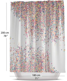Resim Tropikhome Renkli Noktalı Banyo Duş Perdesi-tek Kanat Banyo Perdesi 180x200cm Küvet Perdesi 