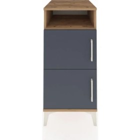 Resim Kronos Komodin 2 Raflı 2 Kapaklı 44X59X96 Çam-Antrasit 