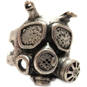 Resim Gaz Maskesi Gümüş Kaplama Ayarlanabilir Yüzük Gümüş 
