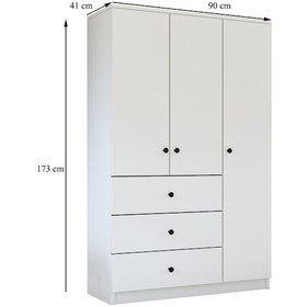 Resim Metalia Gm 308 Ece Lüx 3 Kapı 3 Çekmeceli Düğme Kulplu Gardırop 