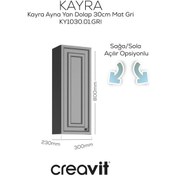 Resim Creavit Kayra Ayna Yan Dolabı 30cm Mat Gri Mat Gri 