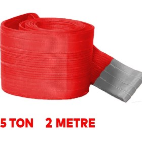 Resim Badem10 Sapan Polyester Spanzet 5 Ton 2 Metre Kırmızı Sağlam Yük Kaldırma Taşıma Indirme Halat 