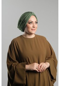 Resim Hürrem Bone Yağ Yeşili Pratik Hazır Geçmeli Tesettür Bone Sandy Pileli Salaş 2121 36 Yağ Yeşili Yeşil 