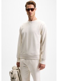Resim Grimelange BONELL Erkek %100 Pamuk Relaxed Bisiklet Yaka Uzun Kollu Ekru Sweatshirt 