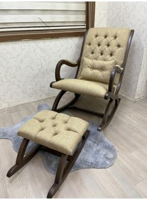 Resim Asedia Rustik Ceviz Sarı Sallanan Sandalye Dinlenme Koltuğu 