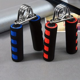 Resim 1 Adet Mavi Köpük Saplı Krom Tutma Güçlendirici - Evde Fitness için Dokulu Tutamaçlarla A Şekilli Tasarım, El ve Ön Kol Kas Antrenmanı, Kas Antrenman Ekipmanı | Güvenli Tutuş Tasarımı | Rahat Tutuş, Tutuş Gücünü Artırıcı 