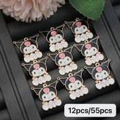 Resim 12'li/55'li Anime Karikatür Sanrio Kuromi Emaye Damla Tek Kolye Aksesuarları için Anahtarlıklar, Küpeler, Bilezikler ve Kolyeler - Yaratıcı Hediyeler ve El Yapımı Takı Yapımı İçin Renkli Yazlık Süsler Sevimli Tasarım Sanrio Vurgular 