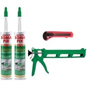 Resim Somafix 2 Adet Beyaz Express Montaj Yapıştırıcı Silikon Tabancası Falçata Seti 