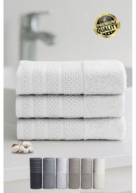 Resim Softure 3 Lü El Yüz Havlusu Günlük Kullanım 50x90 Cm Yumuşak, Dayanıklı, Hızlı Kuruyan Buzgri 