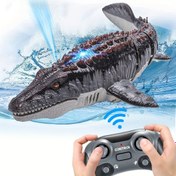 Resim Mosasaur Dinozor Oyuncak, Geliştirilmiş Uzaktan Kumandalı Su/Havuz Oyuncağı, Işık ve Suda Püskürtmeli Şarj Edilebilir Radyo Kontrollu dinozor Yüzme Banyo Havuz Deniz Noel Hediyesi Eğlenceli Tasarım Dayanıklı İnce Plastik Tatil Sorusu Çocuklar için 