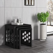 Resim Wood'n Love Deniz Altıgen Desen Premium Metal Ferforje Zigon Sehpa - Wood Siyah \u002F Siyah 