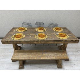 Resim EFA Yemek Masası, Doğal Ahşap Masa, Masif Masa, Farklı Ölçüler Için Iletişime Geçiniz 70 X 200 Cm 
