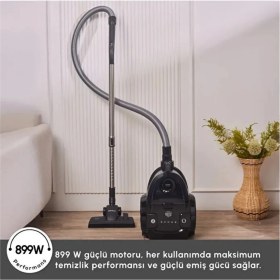 Resim Karaca Vantuz Action Force 2 Lt Toz Torbasız Hazneli Action Force Elektrikli Süpürge Black 899 W + Dijital Mutfak Tartısı Hediye 