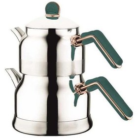 Resim Tombik Orta Boy Çelik Çaydanlık Takımı Siyah 