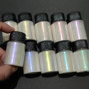 Resim 6'lı set - İnci parlaklık mikası pudrası, beyaz simfoni pudra, sanat ve el işi reçine kalıp boyası boya pigmanı, DIY için uygun 