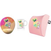 Resim Officeküp Ananas Visco Bel Yastığı Mouse Pad Kupa 3'lü Set - Pembe 