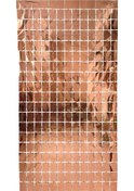Resim Metalize Arka Fon Rose Gold Pötikare Kapı Perdesi 100x200 Cm 