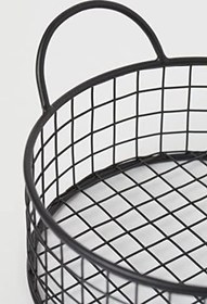 Resim GO DEKOR Yuvarlak Metal Çok Amaçlı Sevimli Ekmek Sepeti - SİYAH 