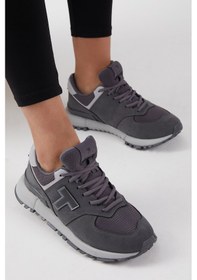 Resim Tonny Black Unisex Füme Kaymaz Eva Taban Süet Sneaker 