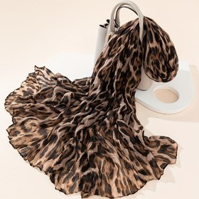 Resim 1 adet Baskılı Leopar Desenli Moda Çok Yönlü Uzun Eşarp, İşe Giderken, Seyahat ve Kıyafet için Uygun 