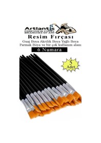 Resim Resim Fırçası 6 Numara 5 Adet Yassı Uçlu Sentetik Resim Fırça Ekonomik Suluboya Akrilik Boya Guaj Boya Yağlı Boya 